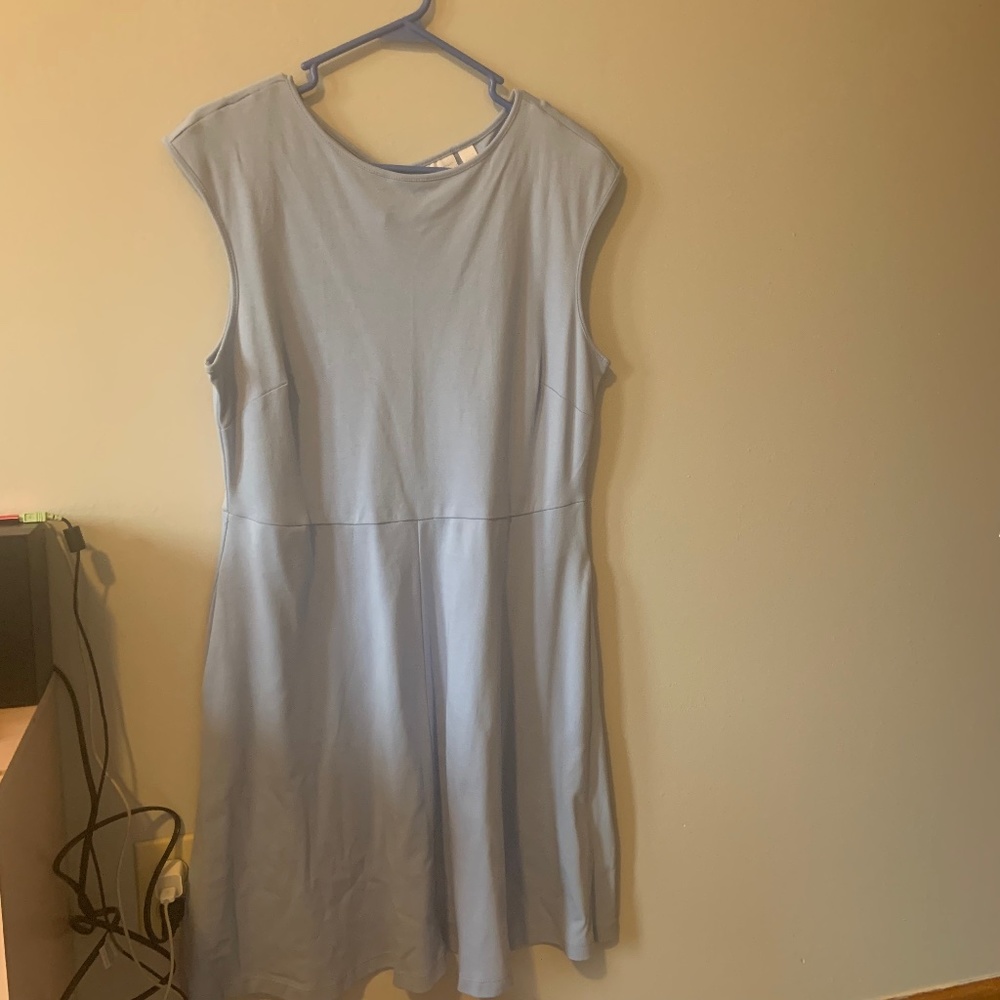 Never worn! Cornflower blue New York and company fit and flare dress size L